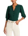 Veronica Beard Coralee Mixed Media Top In Pine