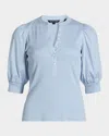 Veronica Beard Coralee Poplin-paneled Stretch-pima Cotton-jersey Top