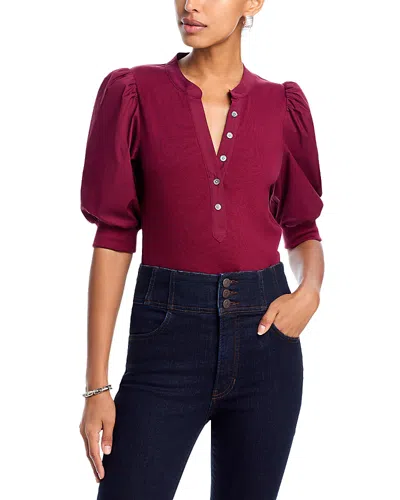 Veronica Beard Coralee Puff Sleeve Top In Wine