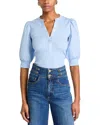 Veronica Beard Coralee Poplin-paneled Stretch-pima Cotton-jersey Top In Bluebell
