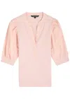 Veronica Beard Coralee Puff Sleeve Button-front Top In Light Pink