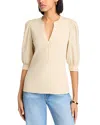 Veronica Beard Coralee Puff Sleeve Button-front Top In Neutral