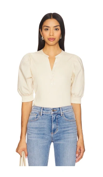 Veronica Beard Coralee Puff Sleeve Button-front Top In Neutral