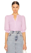 Veronica Beard Coralee Puff Sleeve Button-front Top In Barely Orchid