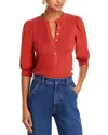 Veronica Beard Coralee Top In Brick Red