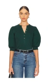Veronica Beard Coralee Mixed Media Top In Pine