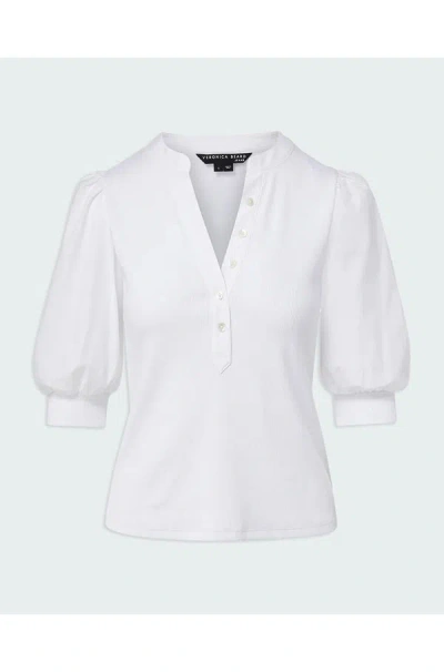 Veronica Beard Coralee Poplin And Ribbed Stretch Pima Cotton-jersey Top In White