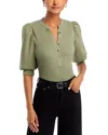 Veronica Beard Coralee Puff Sleeve Button-front Top In Sage