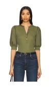 Veronica Beard Coralee Ribbed Stretch-cotton Top In Stone Army