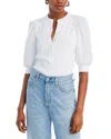 Veronica Beard Coralee Poplin And Ribbed Stretch Pima Cotton-jersey Top In White