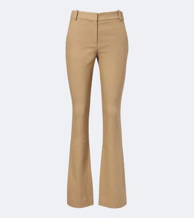 Veronica Beard Corbette Twill Flared Pants In Beige