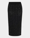 Veronica Beard Corbin Sequin-embellished Knit Midi Skirt In Black