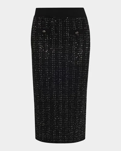 Veronica Beard Corbin Knit Midi Skirt In Black
