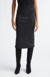 Veronica Beard Corbin Sequin-embellished Knit Midi Skirt In Black