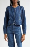 Veronica Beard Cordell Crop Denim Jacket In Dusted Oxford