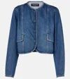 Veronica Beard Cordell Crop Denim Jacket In Blue