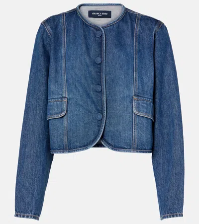 Veronica Beard Cordell Cropped Denim Jacket In Blue