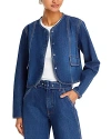 Veronica Beard Cordell Crop Denim Jacket In Dusted Oxf