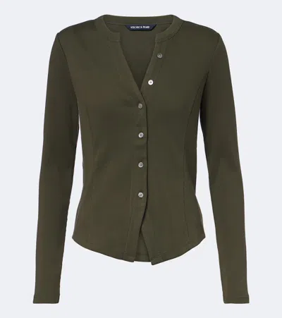Veronica Beard Cordis Ribbed-knit Cotton-blend Cardigan In Green