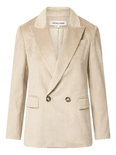Veronica Beard Corduroy Double-breasted Blazer In Neutral