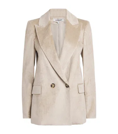 Veronica Beard Corduroy Double-breasted Sevyn Blazer In Gray