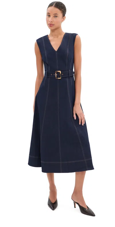 Veronica Beard Cosette Dress Midnight Wash In Blue
