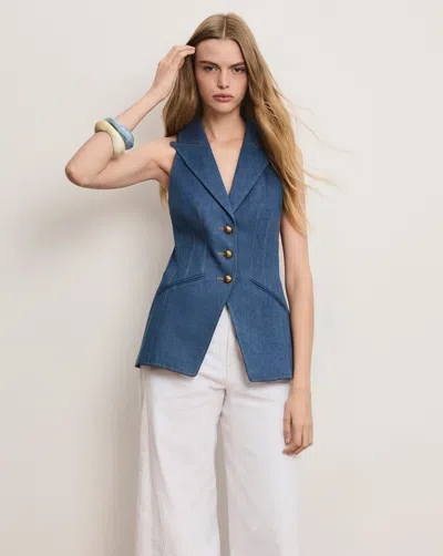 Veronica Beard Costa Denim Vest In Blue