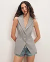 Veronica Beard Costa Stretch Cotton Gingham Vest In Multi
