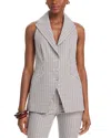 Veronica Beard Costa Stretch Cotton Gingham Vest In Gray