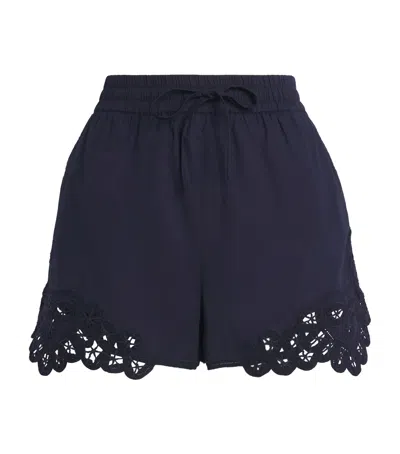 Veronica Beard Cotton Lace Vilvaldi Shorts In Blue