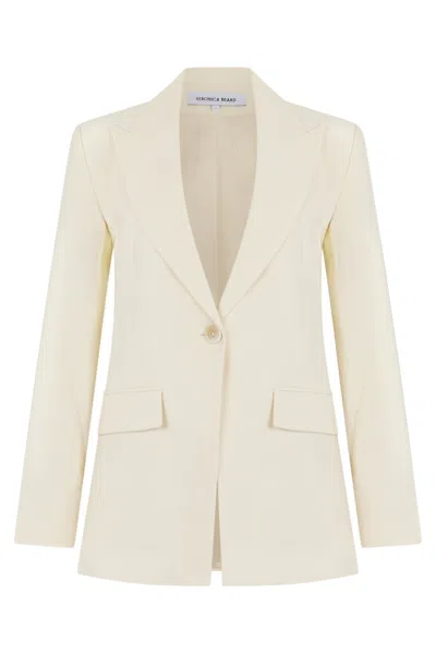 Veronica Beard Cotton-viscose Blazer In Beige