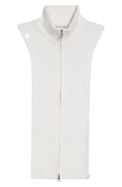 Veronica Beard Coupe Pointelle Knit Wool Blend Dickey In White