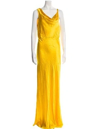 Pre-owned Veronica Beard Cowl Neck Long Dress In Yellow