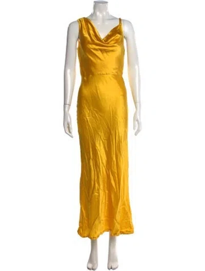 Pre-owned Veronica Beard Cowl Neck Long Dress In Yellow