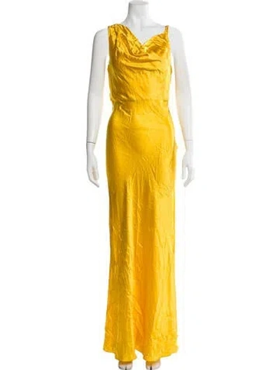 Pre-owned Veronica Beard Cowl Neck Long Dress In Yellow