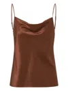 Veronica Beard Cowl-neck Satin Top In Brown