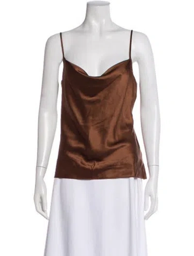 Pre-owned Veronica Beard Cowl Neck Sleeveless Top In Brown