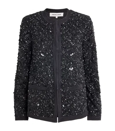Veronica Beard Crepe Embellished Rosine Jacket In Black