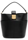 Veronica Beard Crest Small Leather Bucket Bag In Black