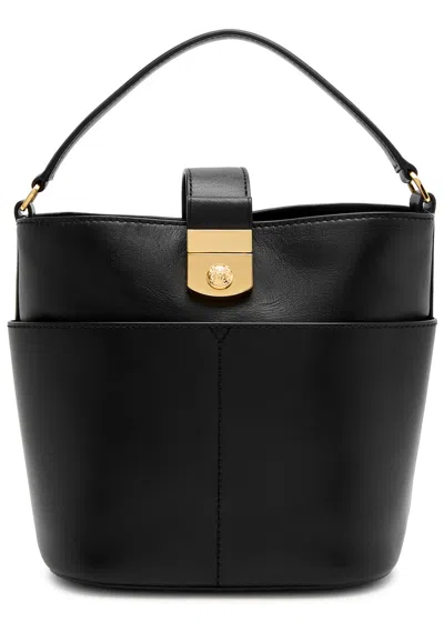 Veronica Beard Crest Small Leather Bucket Bag In Black