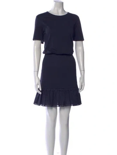 Pre-owned Veronica Beard Crew Neck Knee-length Dress In Blue
