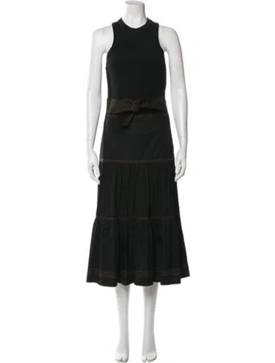 Pre-owned Veronica Beard Crew Neck Long Dress In Black