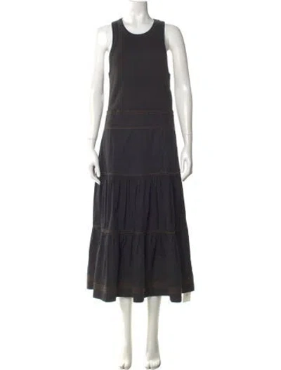 Pre-owned Veronica Beard Crew Neck Long Dress In Black