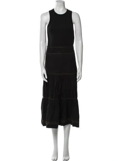 Pre-owned Veronica Beard Crew Neck Long Dress In Black