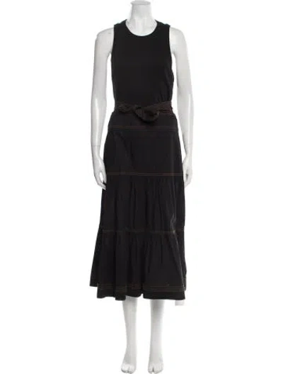 Pre-owned Veronica Beard Crew Neck Long Dress In Black