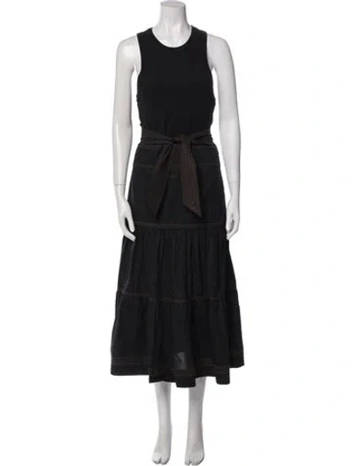 Pre-owned Veronica Beard Crew Neck Long Dress In Black