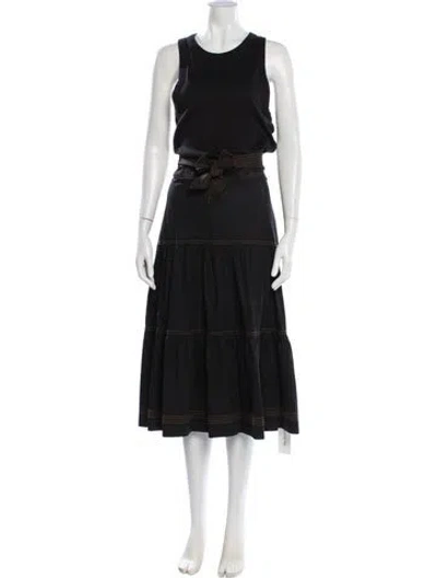 Pre-owned Veronica Beard Crew Neck Long Dress In Black