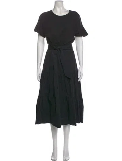Pre-owned Veronica Beard Crew Neck Long Dress In Black