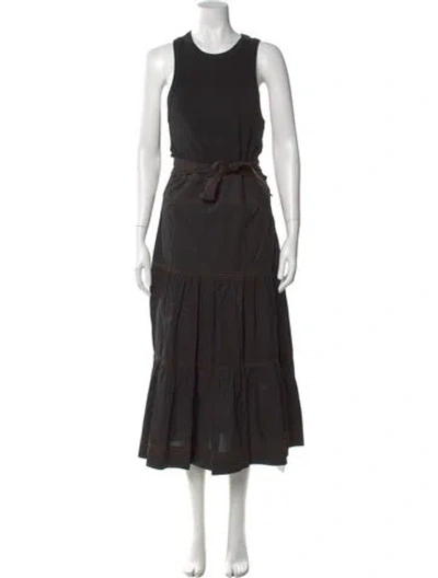 Pre-owned Veronica Beard Crew Neck Long Dress In Black