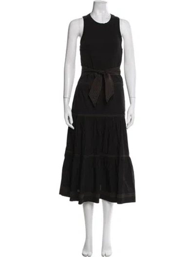 Pre-owned Veronica Beard Crew Neck Long Dress In Black